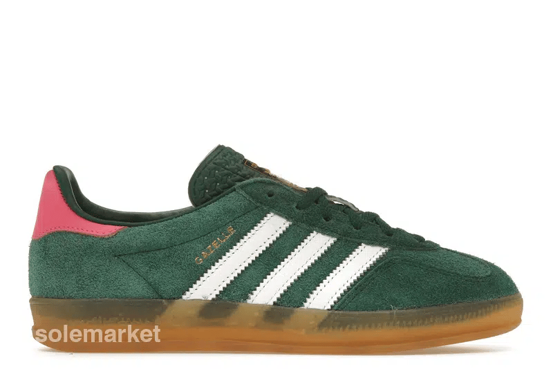 adidas Gazelle Indoor Collegiate Green Lucid Pink (W) - solemarket.cz